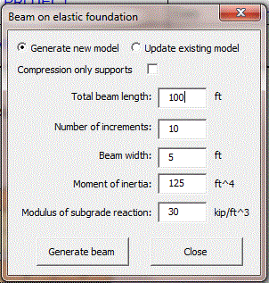 Foundation beam generator