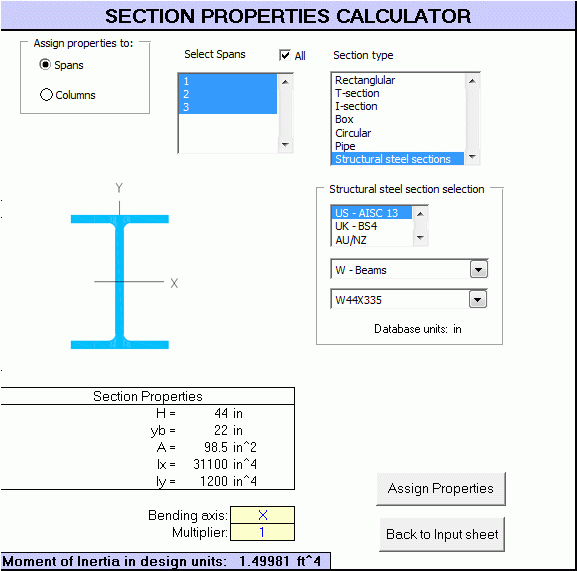 GoBeam section properties calculator